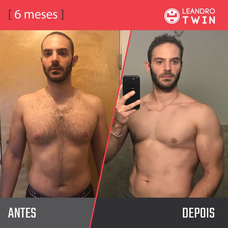 Evolução de Cauê — antes e depois